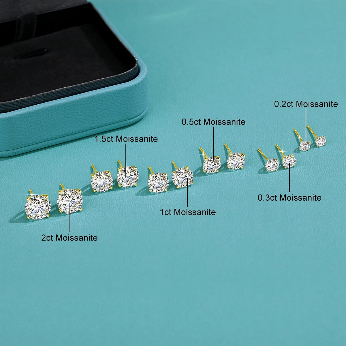 Solid 14K Gold Filled 4 Prong D Color Moissanite Stud Earrings for Women Wedding Diamond Ear Studs Fine Jewelry Birthday Gift