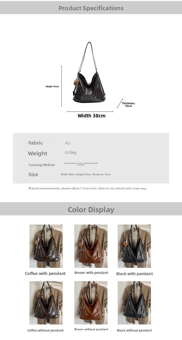 Retro Three-Use Large Capacity Commuter Tote Bag 2025 New Style Single Shoulder Backpack Crossbody Bag for Work Leisure