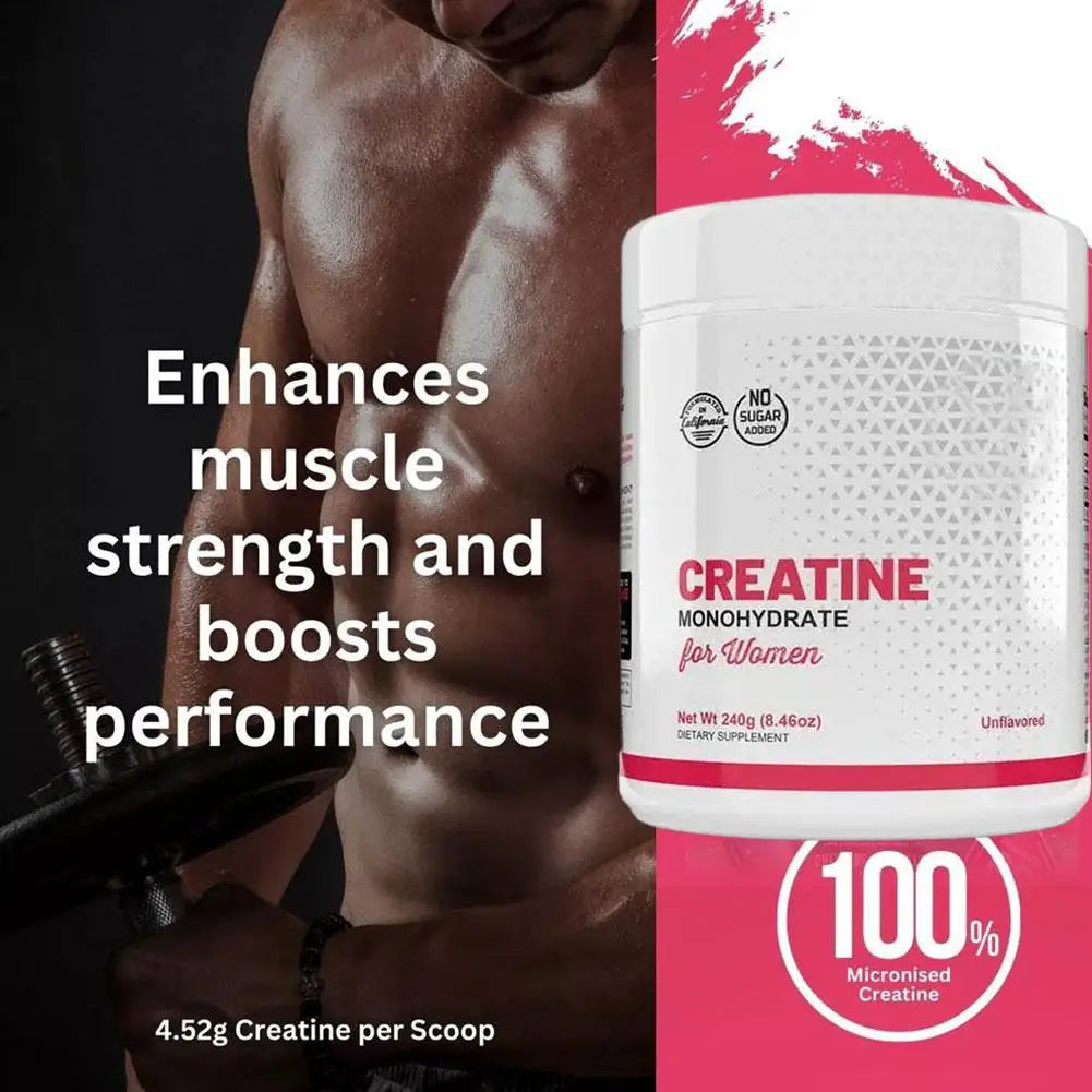 Creatine Monohydrate Powder Effectively Supports Muscle Strength and Recovery Improving Athletic Performance and Endurance 240g