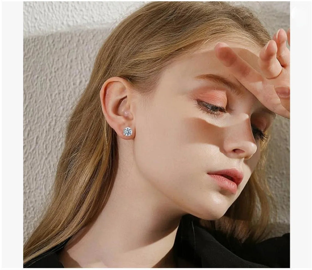18K solid Real gold Lab grow diamond earrings Simple 3 claw 10K gold 1CT diamond earrings custom Valentine's Day gift for women