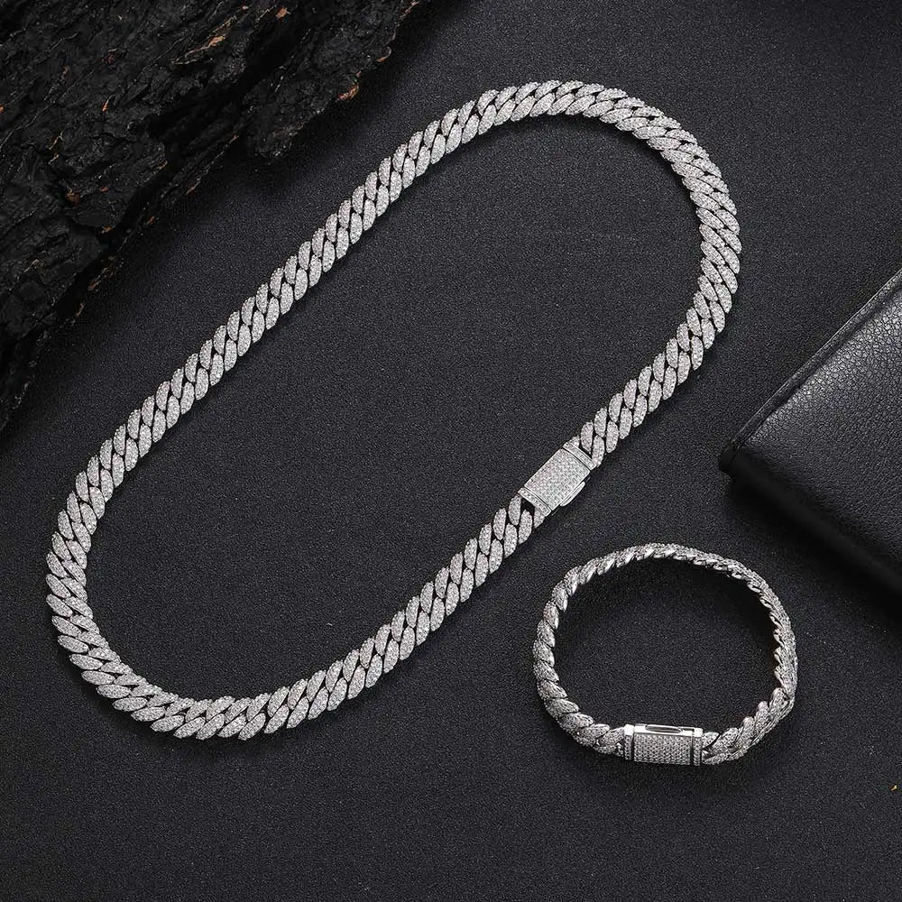 10mm Hip Hop Cubic Zircon CZ Iced Out Bubbles Cuban Link Chain Necklace For Men Women Jewelry Birthday personalized Gift