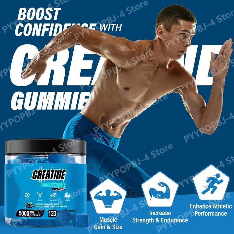 Creatine Monohydrate Gummies for Men & Women-5g of Creatine Monohydrate Per Serving- Help Increase Strength and Build Muscle