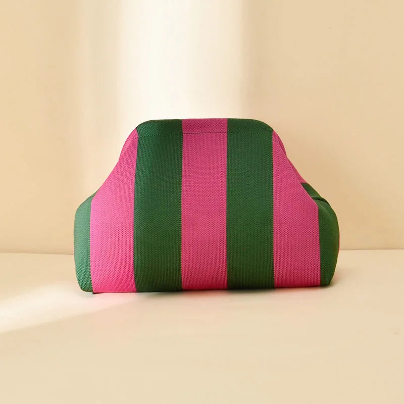 Striped Beach Bag Cloud Knitted Fashion Commuter All-Match Makeup Bag Weave Cross-Border Style Polyester Pillow-Shaped Bag