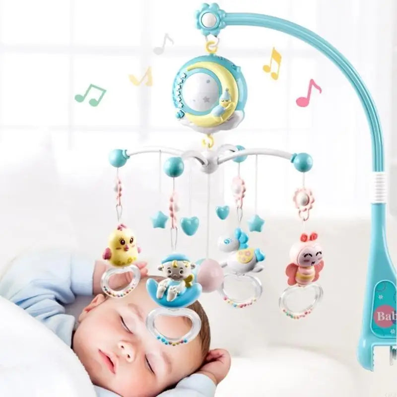 Hanging Rotating Rattles Music Box Musical Crib Mobile for Boy Girl 0-24 Month