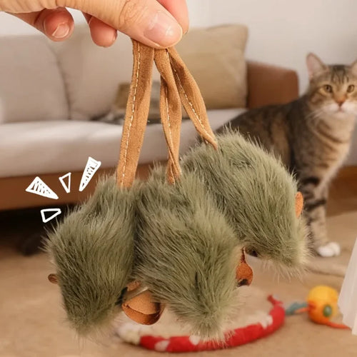 10/1PCS Interactive Mouse Plush Cat Chew Toy Squeaky Imitation Mice Bite-resistant Kitten Toy Interactive Plush Cat Toy Supplies