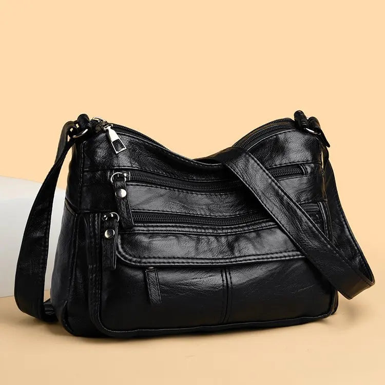 Large Capacity Soft Leather Shoulder Bag Casual Crossbody Bag for Middle-Aged Women 2025 New Style Versatile Mom Bag