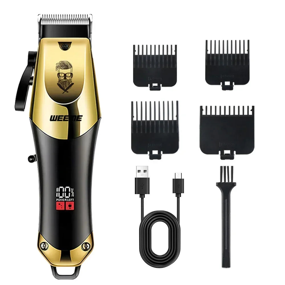 Tondeuse à Cheveux Rechargeable pour Hommes — Kit Professionnel Barbe & Cheveux, Charge USB Rapide