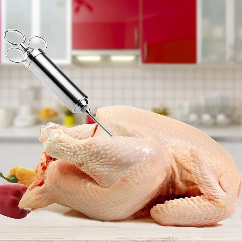 Hot Selling BBQ Meat Syringe Marinade Injector Turkey Chicken Flavor Syringe Kitchen Cooking Syinge Accessories