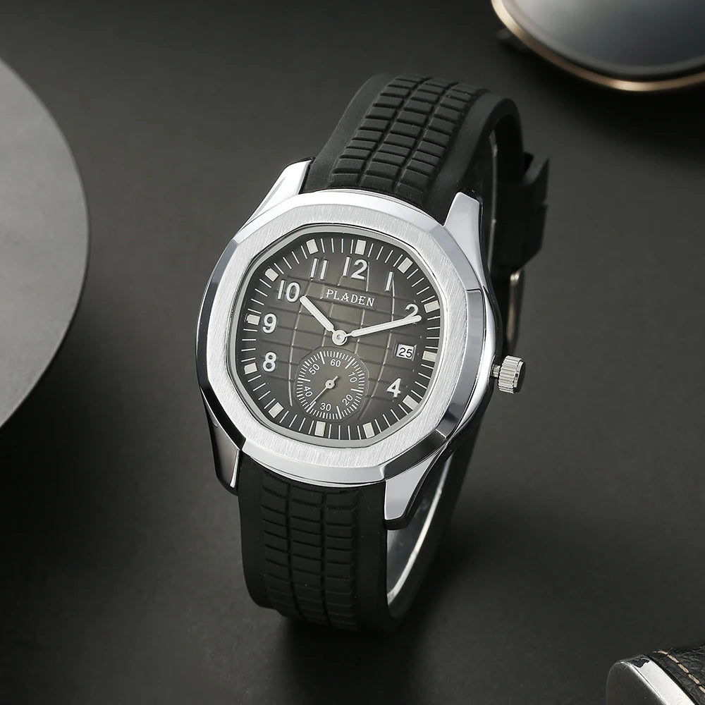 Fashion Watch Men Classic Orange Grenade Dial Minimalist Wristwatch Sport Silicone Strap Dive Auto Date Men's Watches Hot Sale
