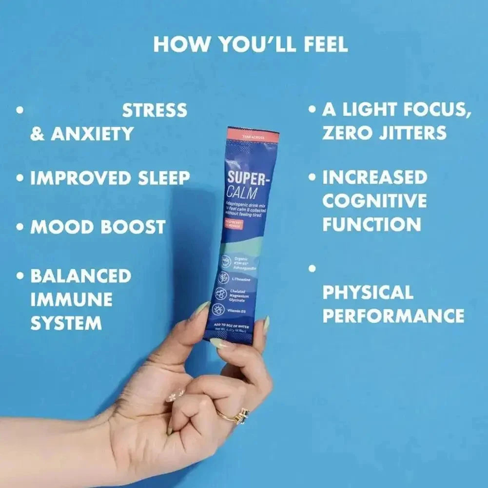 2PCS SUPERCALM Powdered Drink Mix - Adaptogenic Drink Mix with Magnesium Glycinate, Ashwagandha - Sleep Aid, Calm, Relax & Focus