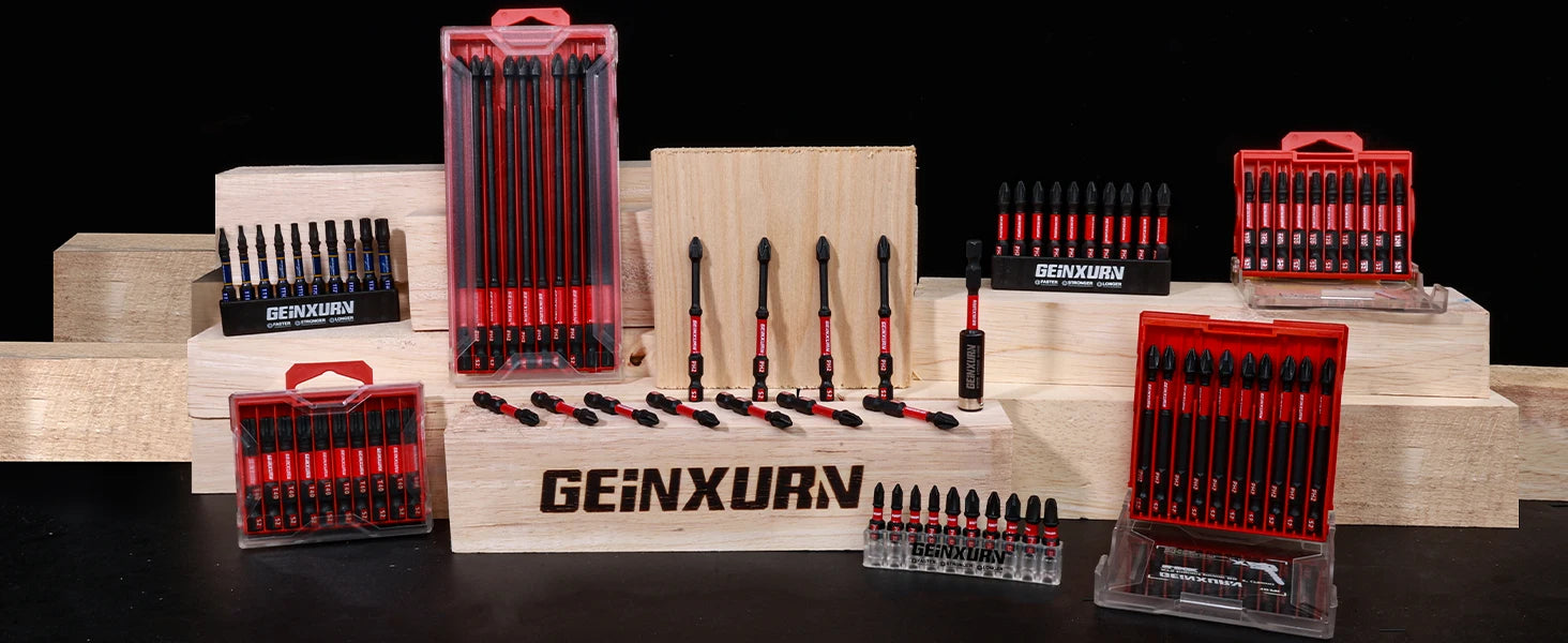 Geinxurn Impact Tough #2 Phillips Insert Driver Bits,Magnetic S2 Steel PH2 Screwdriver Bits Set with Storage M-Box