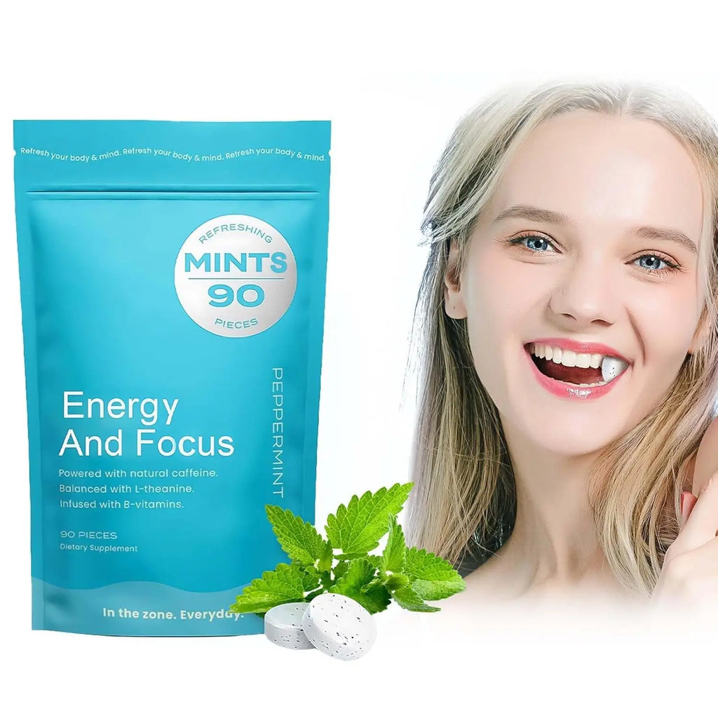 Sugar-Free Mint Tablet Candy Boost Your Energy and Focus Long Lasting Chew Improve Energy And Attention Caffeine Gum