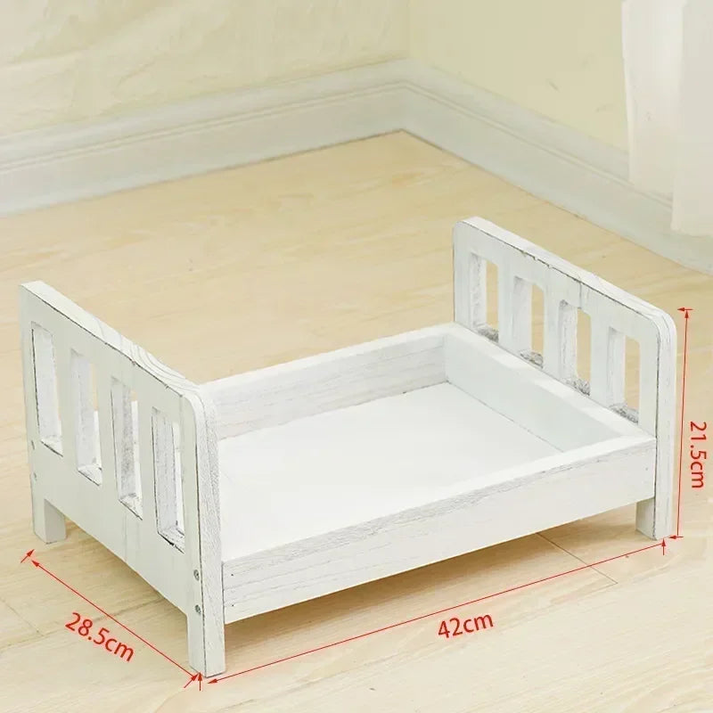 1pc Vintage Detachable Wooden Mini Bed Baby Chair Newborn Photo Shoot Essential Props Practical Children's Photography Furniture