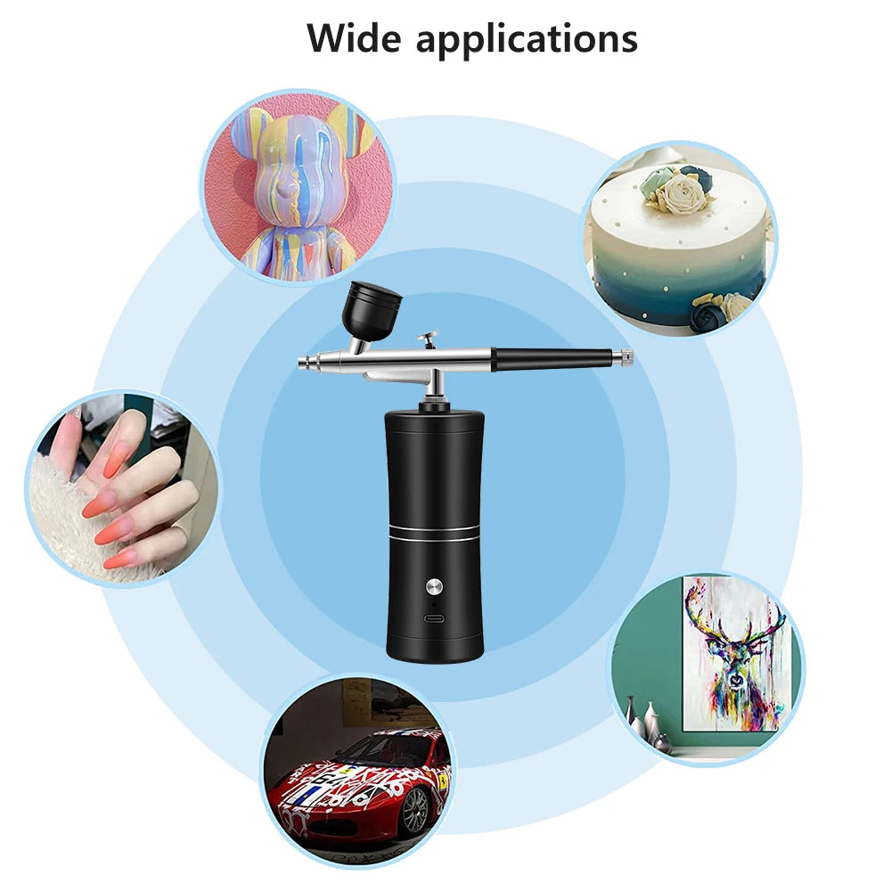 Airbrush for Paint Cake Makeup Cordless Airbrush Sprayer Gun 0.3mm Nozzles Handhold Portable Airbrush Nail Kit with Compressor