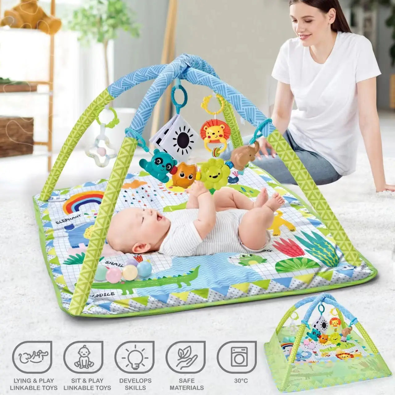 Baby Educational Fitness Frame For Children Crawling Game Blanket Infant Multi-function Detachable Toys Fence Crawling Blanket
