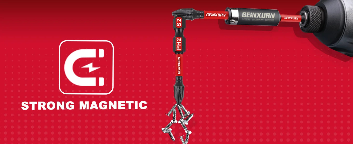 Geinxurn Impact Tough #2 Phillips Insert Driver Bits,Magnetic S2 Steel PH2 Screwdriver Bits Set with Storage M-Box