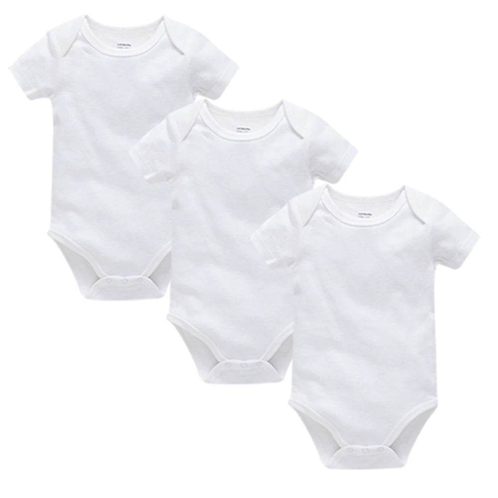 2025 Solid White Baby Clothes Short Sleeve Cotton Baby Girls Boys Bodysuit Newborn body bebe 0-24 months Infant Jumpsuit