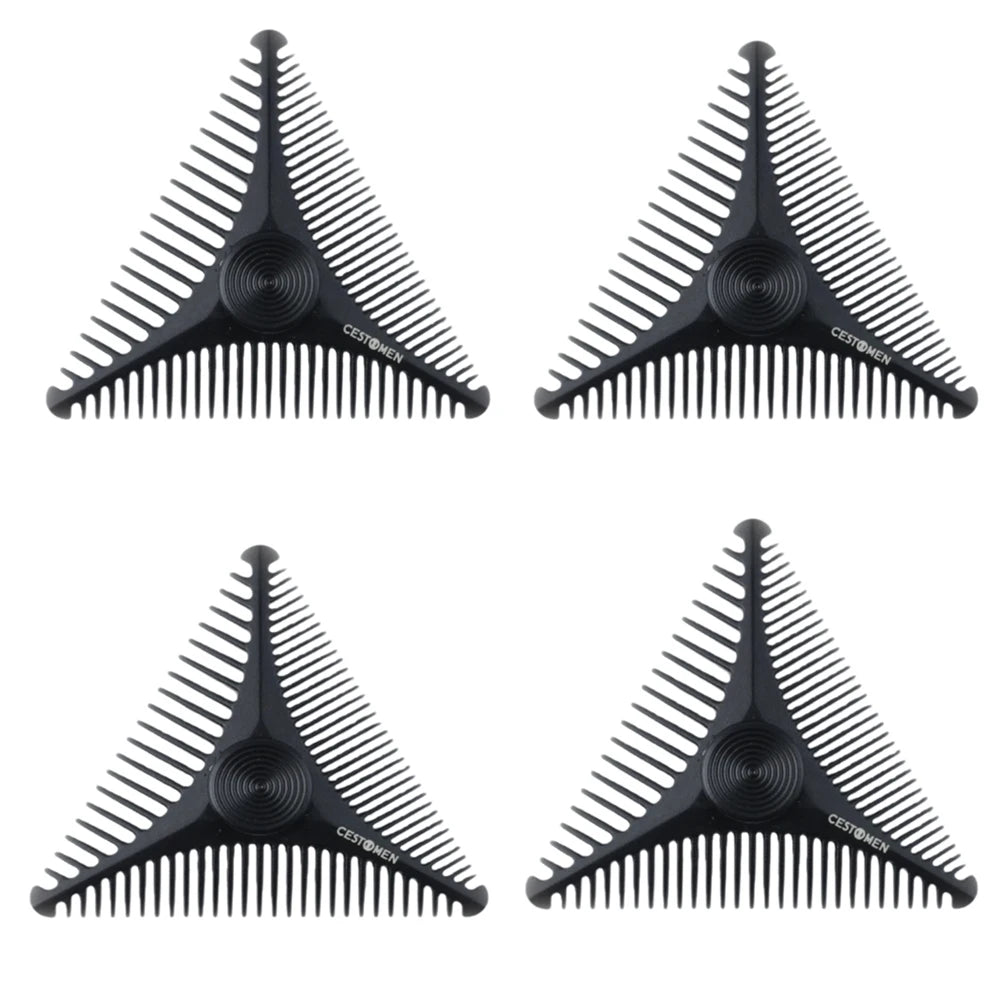 2/4Pc New Triangular Pocket Rotating Combs Fidget Bearing Portable Oil Head Comb For Men Mini Beard Combing Barber Styling Tools