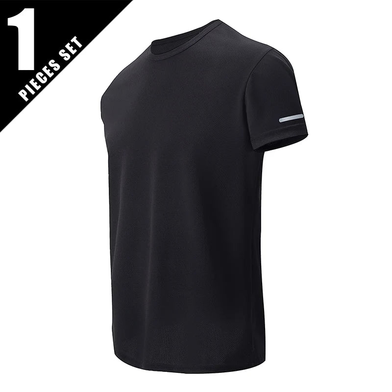 1/2/4Pcs Men's Summer Solid Color Mix And Match Short-sleeved Young Men's Loose Quick-drying Sports Running Shirt Middle-aged T-