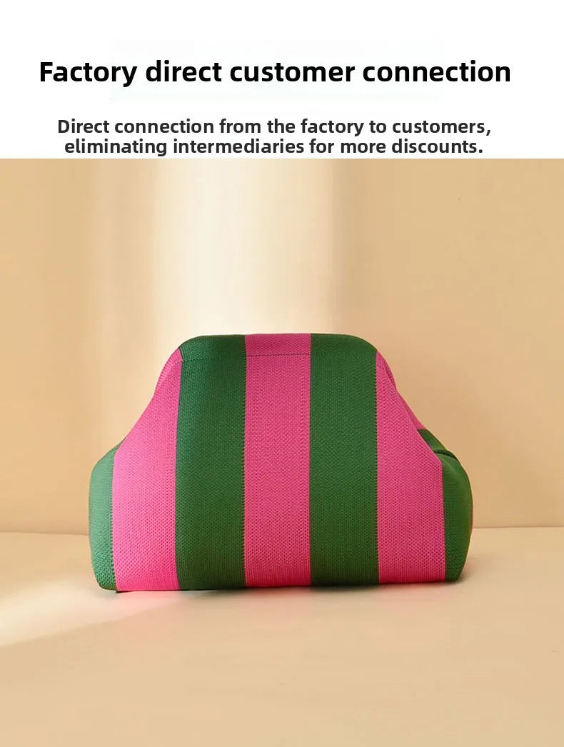 Striped Beach Bag Cloud Knitted Fashion Commuter All-Match Makeup Bag Weave Cross-Border Style Polyester Pillow-Shaped Bag
