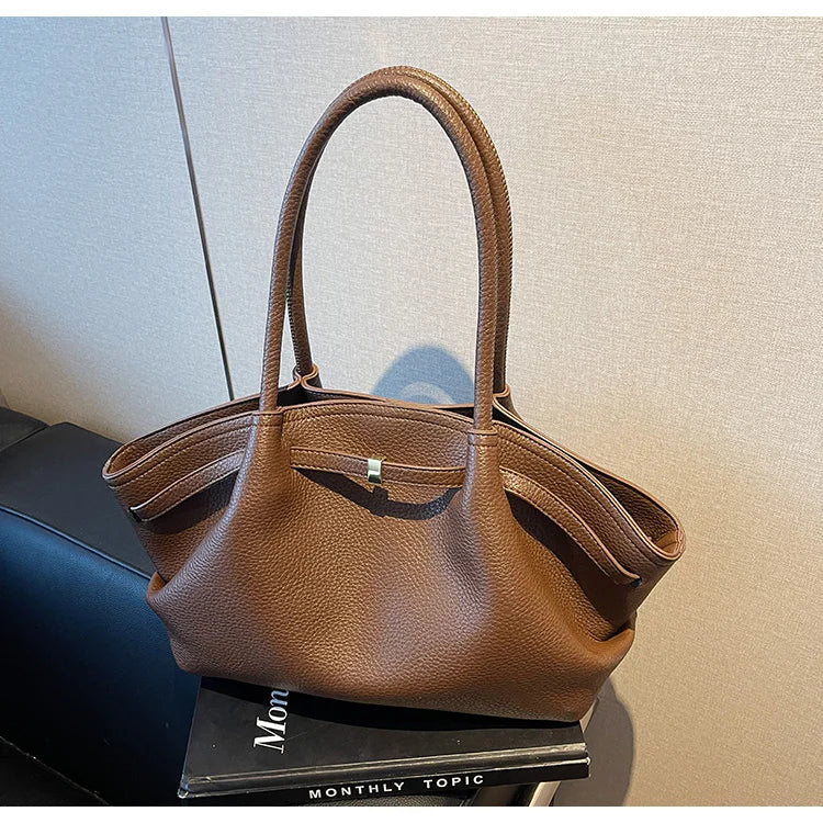 Large Capacity Women's Shoulder Bag Commuter Tote Bag Underarm Single Shoulder Bag Retro Design Casual Handbag