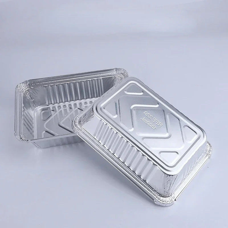 100 Pieces of Barbecue Tin Foil Special Packaging Box Aluminum Foil Lunch Box Home Takeaway Air Fryer Disposable Tin Foil Bowl