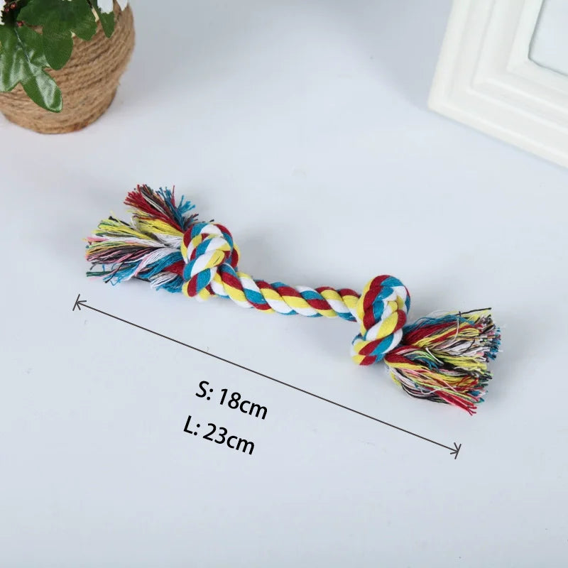 Cotton Double Knot Dog Rope Toy Chew Toy Teething Stick For Puppy Small Medium Dogs Interactive Self Entertaining Pet Play Toy