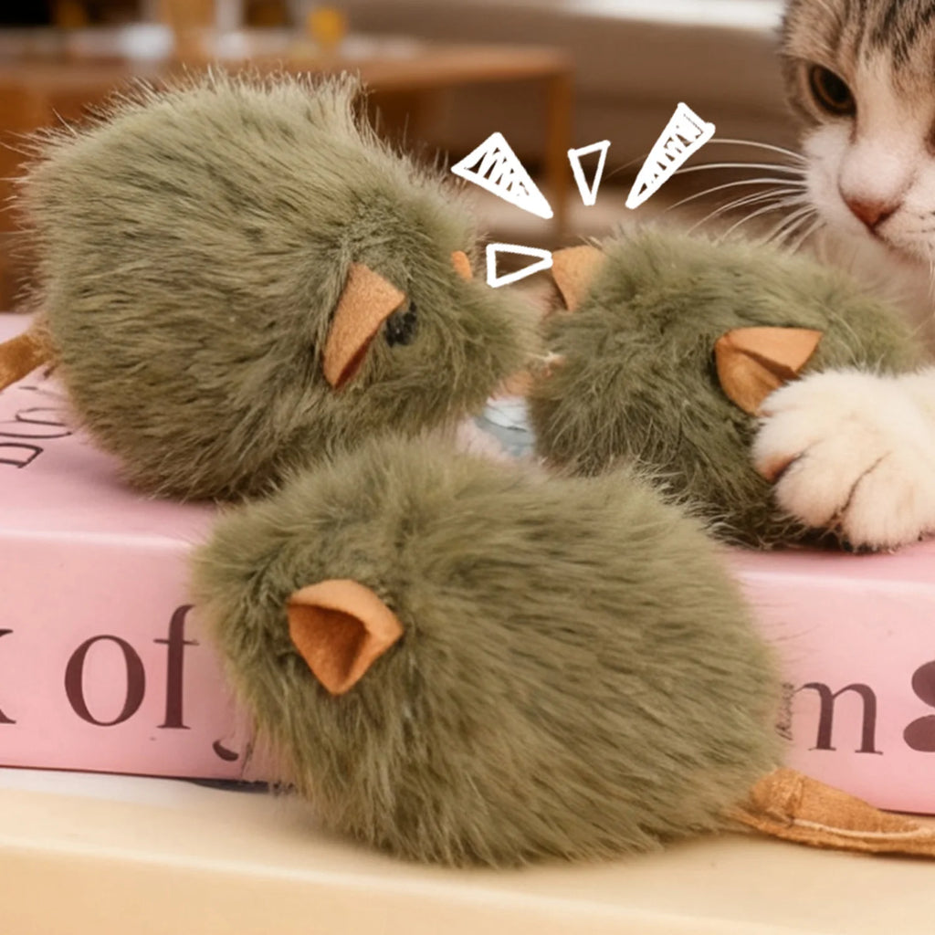 10/1PCS Interactive Mouse Plush Cat Chew Toy Squeaky Imitation Mice Bite-resistant Kitten Toy Interactive Plush Cat Toy Supplies
