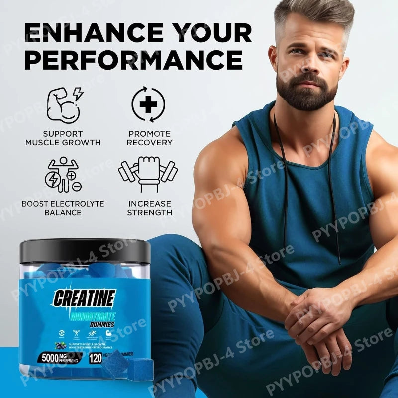 Creatine Monohydrate Gummies for Men & Women-5g of Creatine Monohydrate Per Serving- Help Increase Strength and Build Muscle