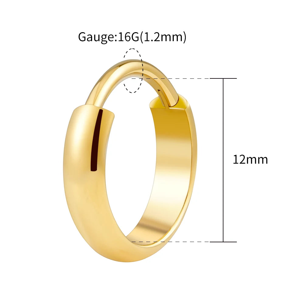 Right Grand ASTM F136 Titanium 16G Wide Chunky Conch Clicker Ring 8/10/12mm Cartilage Hoop Earring Earlobe Nose Piercing Jewelry