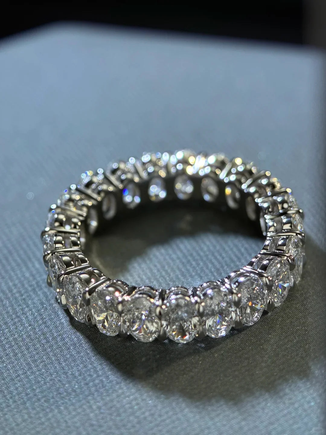 3ctw Lab Grown Created Diamond Wedding Band Ring Oval Cut 10K White Gold CVD HPHT Diamond DEF Color VS-VVS