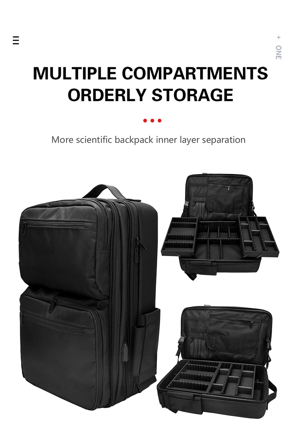 Adjustable Compartments Barber Backpack with USB Charging Port Travel Case for Hairstylist Tools Cosmetology Storage Bag