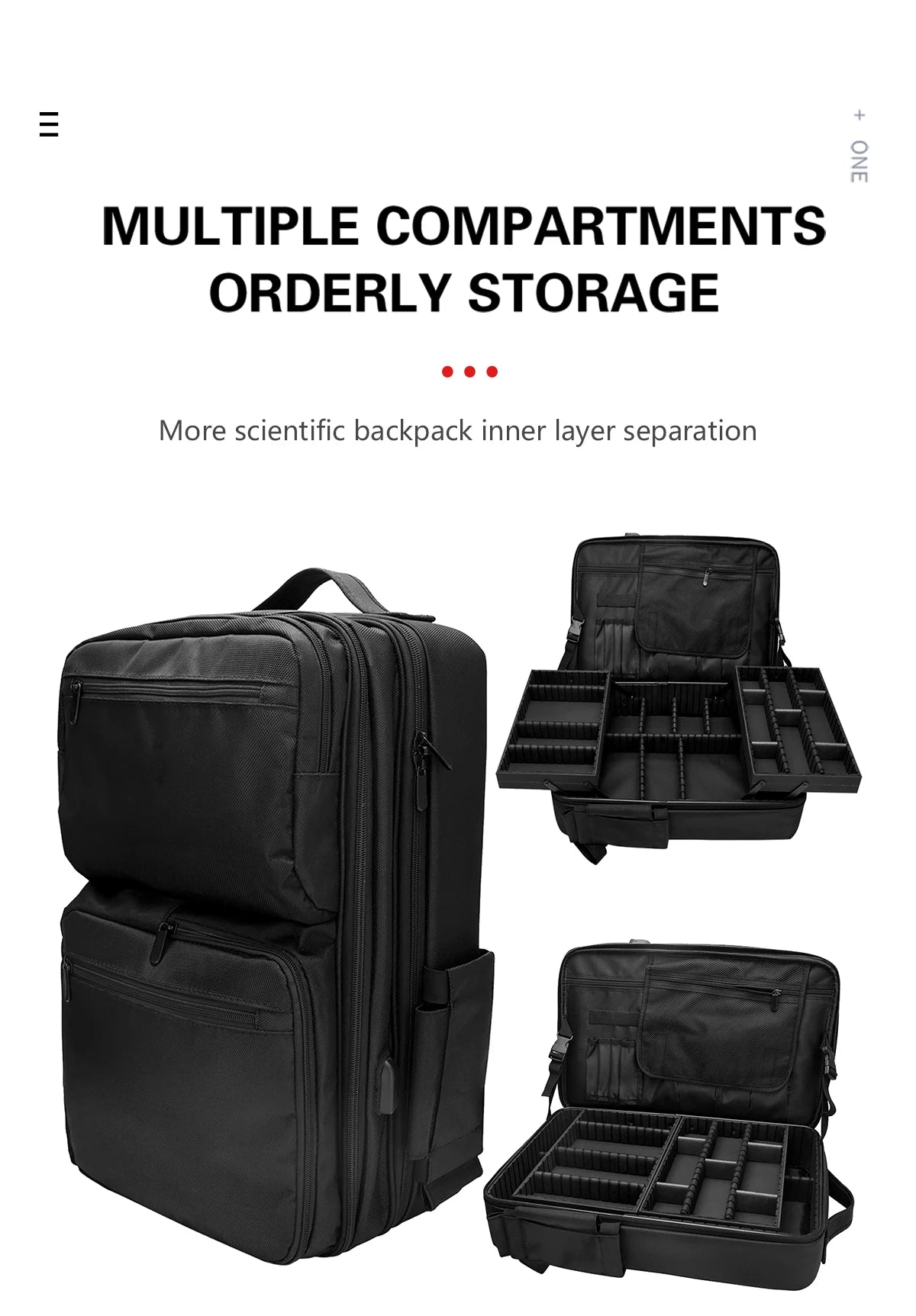 Adjustable Compartments Barber Backpack with USB Charging Port Travel Case for Hairstylist Tools Cosmetology Storage Bag