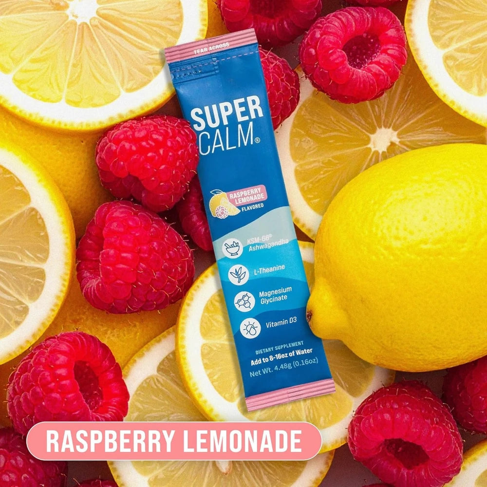 SupraCalm Adaptogenic Mix Raspberry Lemonade Supplement for Relaxation And Focus No Artificial Colors Or Sweeteners 20 Count