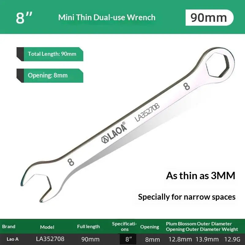 1/8/10Pcs Mini Thin Stainless Steel Double Open-end Wrench 5-11mm Dual-purpose Wrench For Repair Hand Tool Accessory