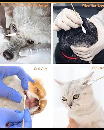 100/300/500pcs 6 Inch Long Cotton Swabs for Pet Cleaning, Bamboo Handle, Pet Ear Cleaning Solution Supplies for Dogs and Cats