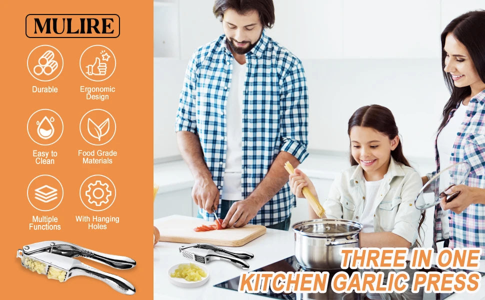 Garlic Crusher 2 in 1 stainless steel garlic minced garlic slices kitchen high quality easy to clean kitchen extrusion tool