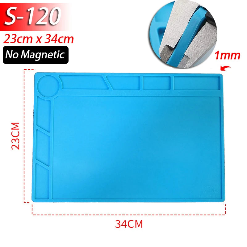 1pcs Soldering Station Mat Silicone Work Mat Heat Resistant Anti-Static Magnetic Mat for Electronic Phone Laptop Watch Repair