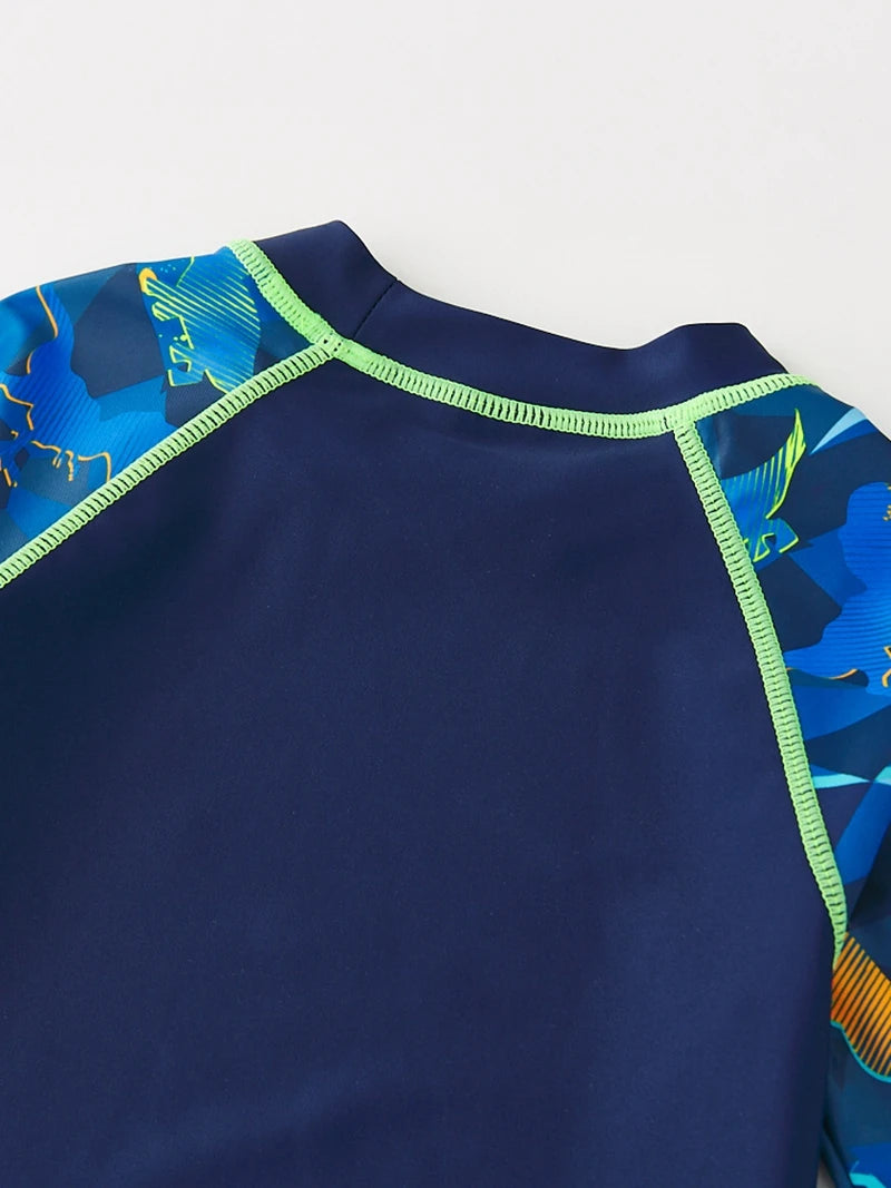 Children's Swimsuit Orange Long Sleeve Rash Guard Kids UPF50 UV Protection Boy's Beach Clothes Shark Swimming Bathing Suit Kids