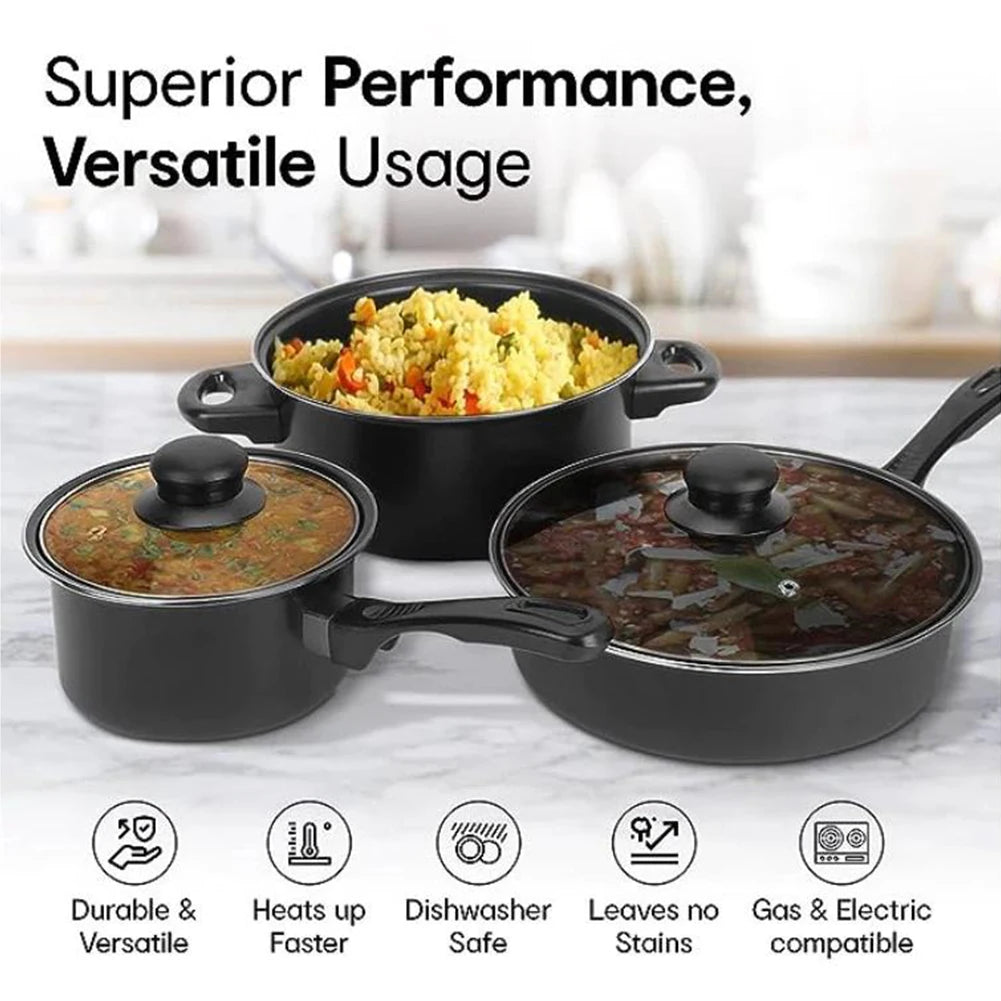 12-Piece Non-Stick Cookware Set Cooking Pot with Lid Milk Pot Maifan Stone Frying Pan Stackable Pot Set for All Types of Cooker