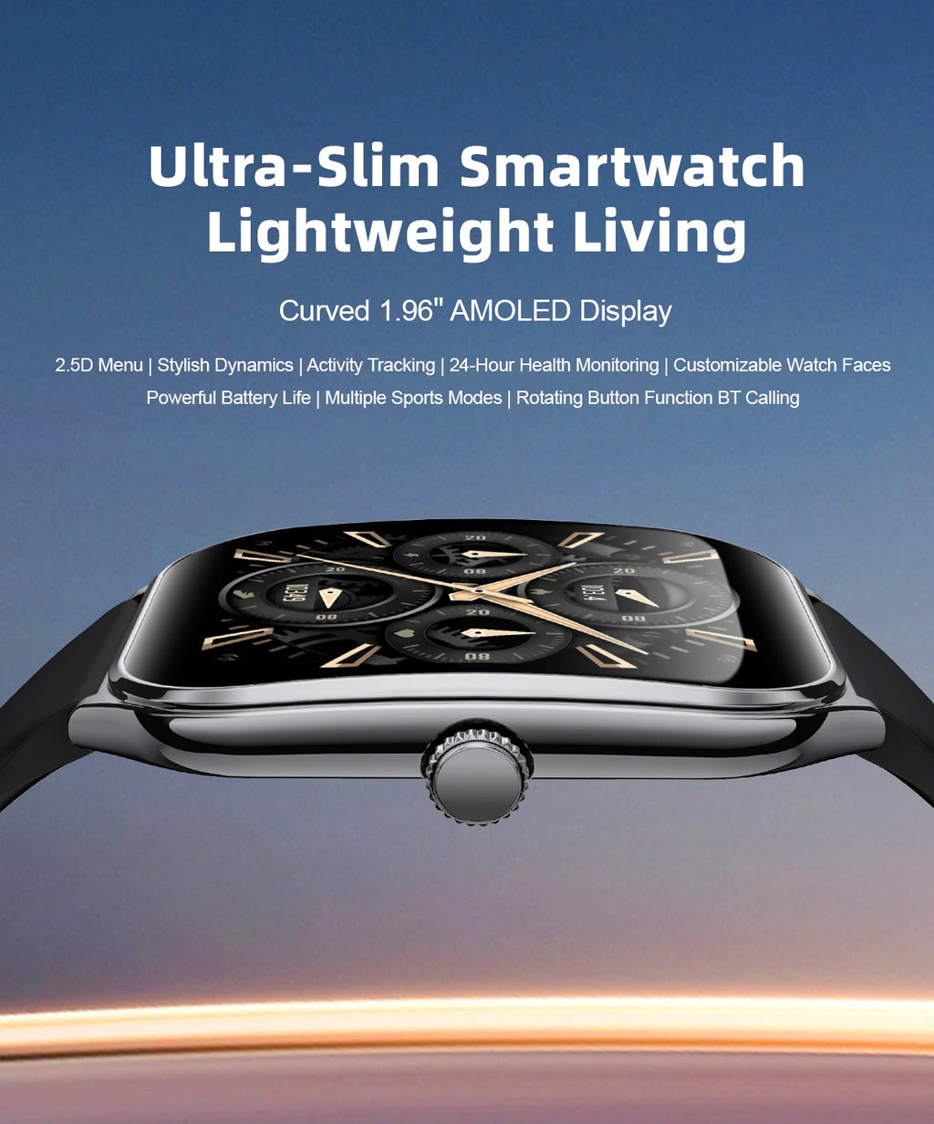 2026 New Ultra Thin AMOLED Smart Watch Men 386*448HD Screen Fashion Women Sports Bracelet BT Calling Waterproof Smartwatch gift
