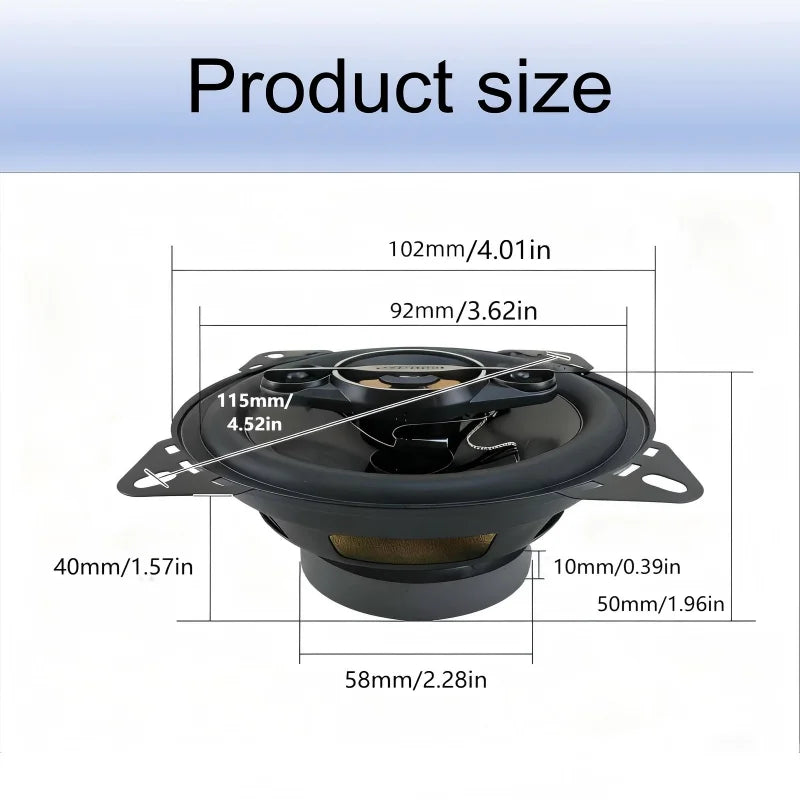A Pair of 4" Coaxial Speaker 4-Way 350W Max Music Power Subwoofer Nominal Power 35W Impedance 4 Ohms for Audio Systems