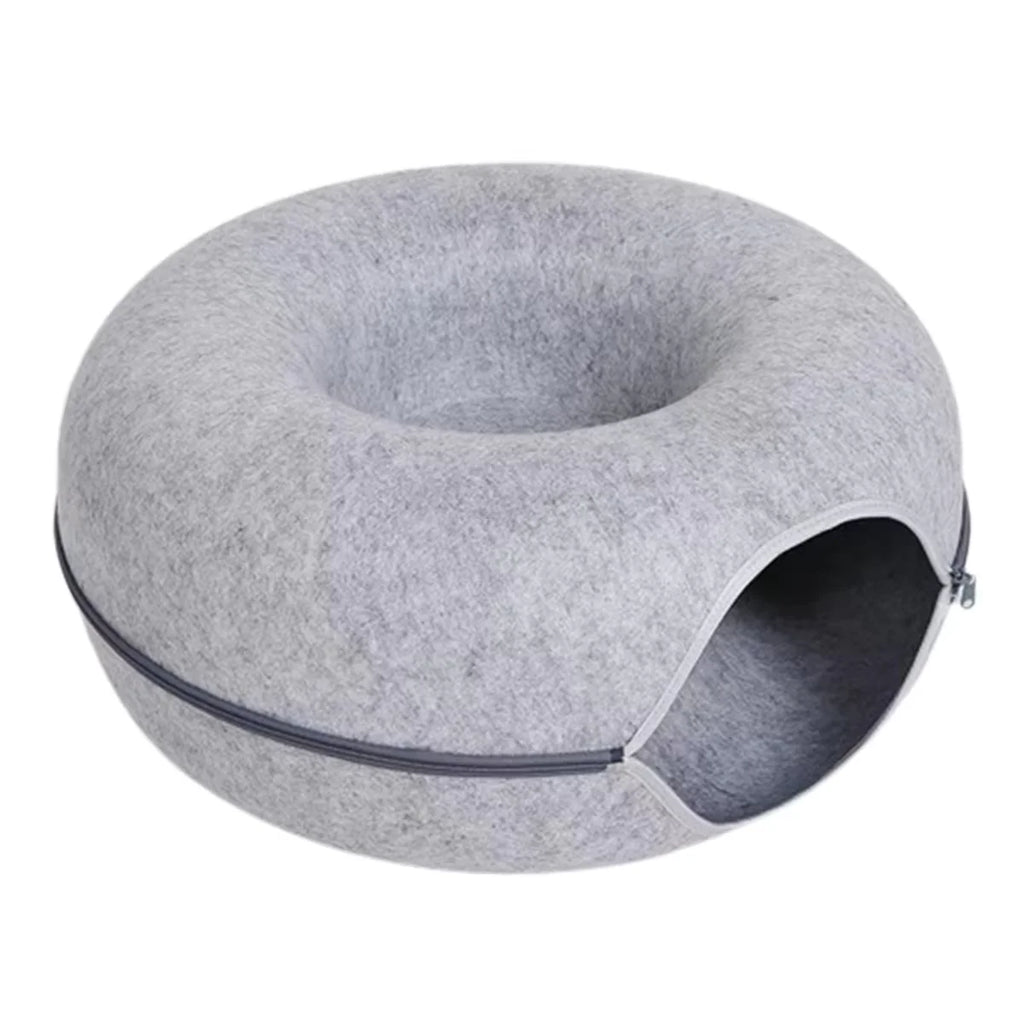 Interactive Round Cat Tunnel Donut Nest Felt Kittens Bed House Scratcher Sleeping Cushion Pet Toy for Cats