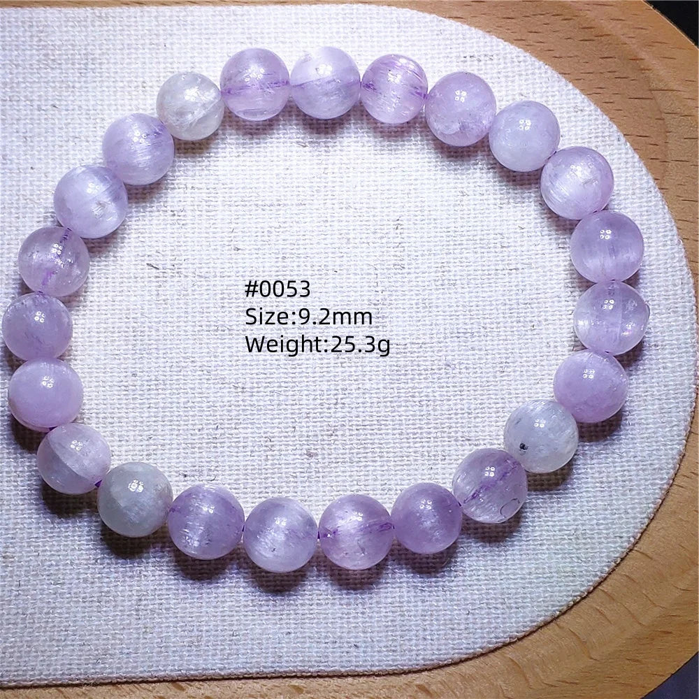 Natural Purple Kunzite Clear Round Beads Bracelet Jewelry Women Men Colorful Kunzite Bracelet Cat Eye Women Men AAAAAA