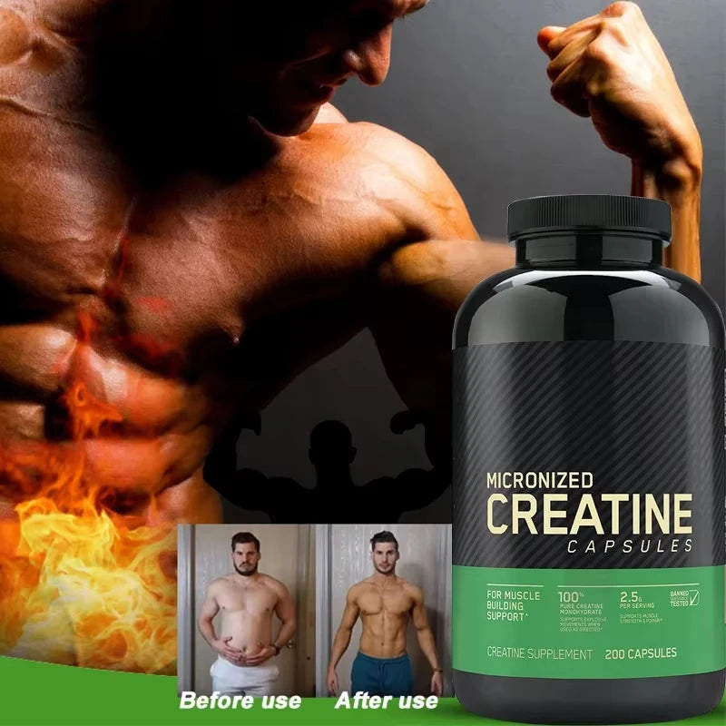 100 PCS Creatine Monohydrate Capsules - Muscle, Performance Supplement for Men  Women, Non-GMO, Gluten-Free