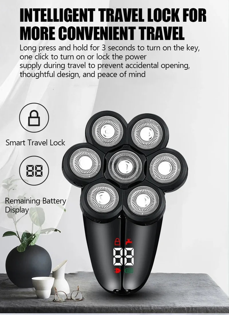 5 In 1 Electric Shaver For Men Bald Head Hair Clipper Nose Trimmer 7D Floating Blade Head Shaving Beard Knife Rechargeable Razor