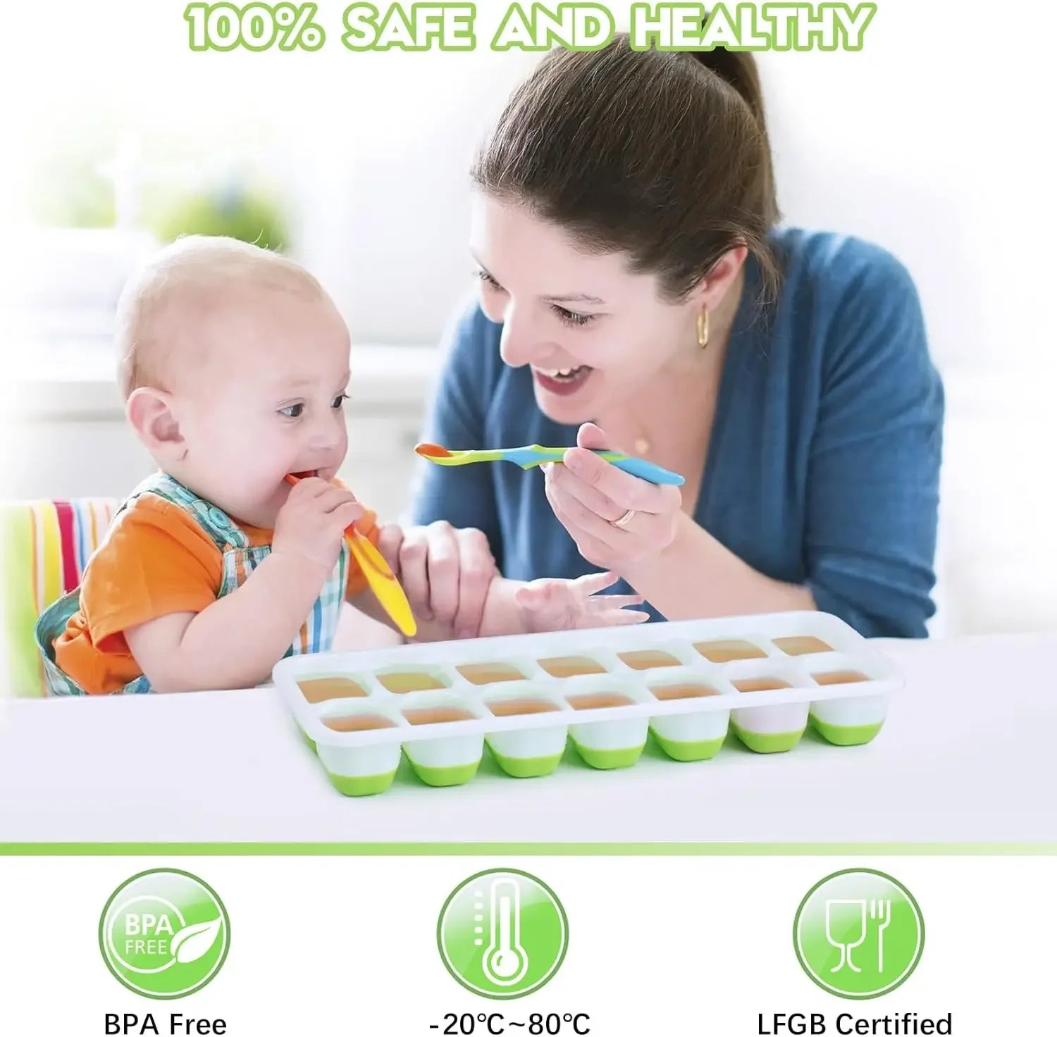 Silicone Ice Cube Mold Trays Reusable Ice Tray with Lid 14 Cube Easy Release Whiskey Cocktail Freezer Container