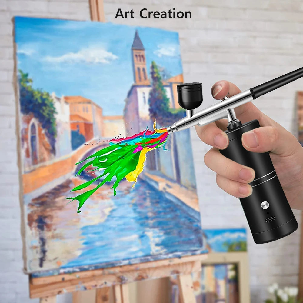 Airbrush for Paint Cake Makeup Cordless Airbrush Sprayer Gun 0.3mm Nozzles Handhold Portable Airbrush Nail Kit with Compressor
