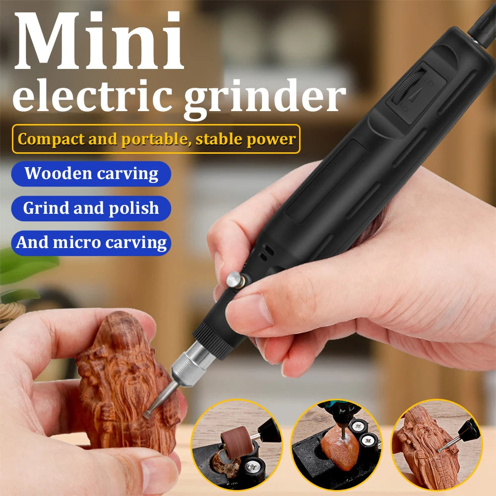 Mini Electric Drill Grinder with Drill Bit Sets 12V Portable Electric Carving Pen Rotary Household Drill Polish Grinding Machine