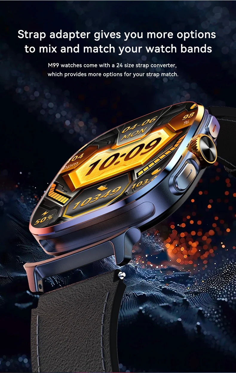 Original M99 Smartwatch with 2.4 Inch AMOLED Screen 4G/5G SIM Card Slot GPS WiFi 190° Rotating Camera Android 10.0 Gaming Watch